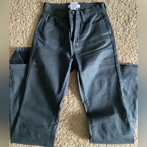 Black Faux Leather Flare Pants